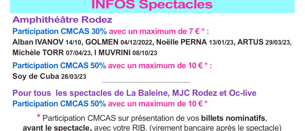Infos spectacles